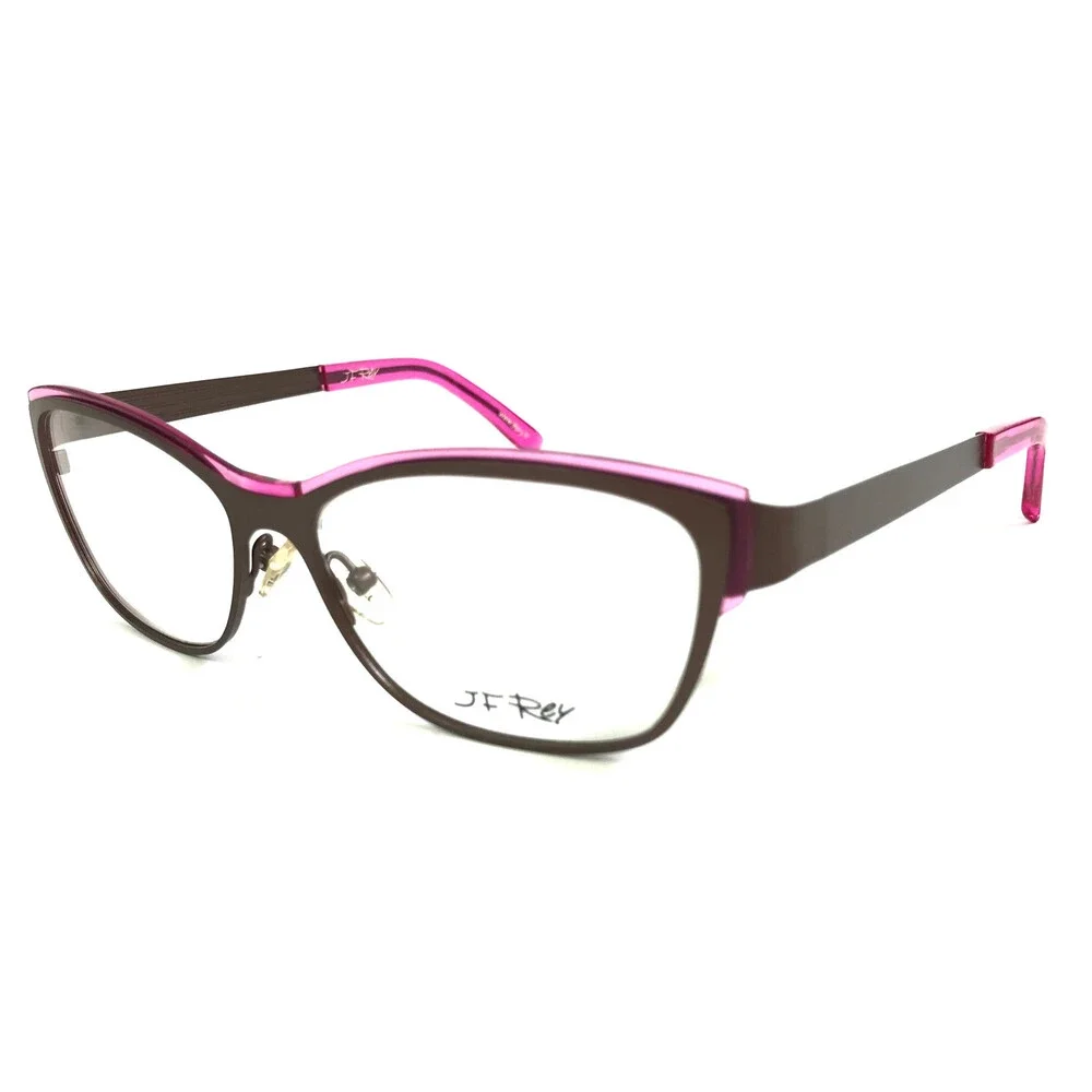 J.F. Rey Eyeglasses Frames JF2554 9085 Brown Pink Cat Eye Full Rim 54-15-136